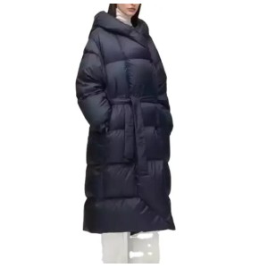 Winter Thickened 90 White Duck Down Over The Knee Length Hooded Zipper Puffer Padded Women's Down Coats